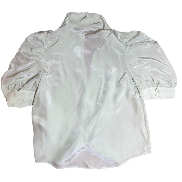 Zara| Women’s Sea Green Mint Tied Satin Blouse-Size S - Picture 4 of 11